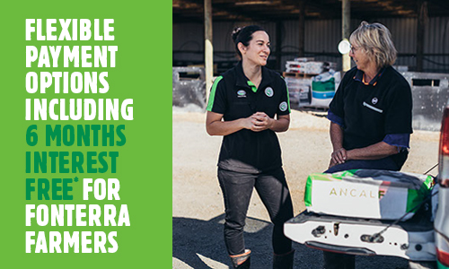Flexible payment options including 6 months interest free* for Fonterra farmers.